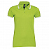 Рубашка поло женская Pasadena Women 200 с контрастной отделкой, зеленый лайм с белым - Фото 1