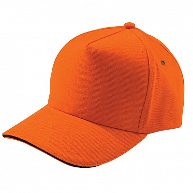 Бейсболка Unit Сlassic, оранжевая с черным кантом (Оранжевый)