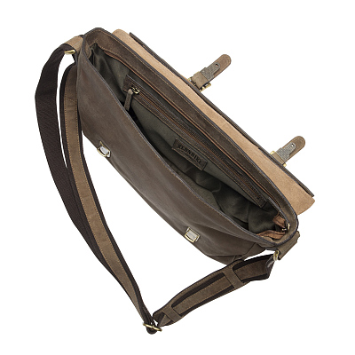 Сумка KLONDIKE «Bill», натуральная кожа в коричневом цвете, 40 х 32 х 7 см