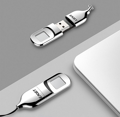 Флешка со сканером отпечатка пальца Style, Серебро матовое, 32Гб