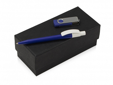 Подарочный набор Uma Memory с ручкой и флешкой (Синий, серебристый, белый)