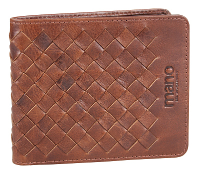 Портмоне Mano "Don Luca", натуральная кожа в коньячном цвете, 11 х 9 см