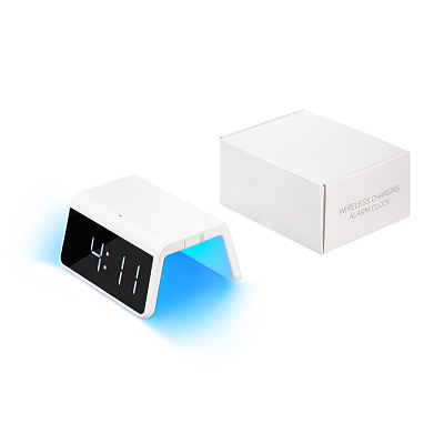 Зарядная станция с часами 15W Флейм (Flame), белая