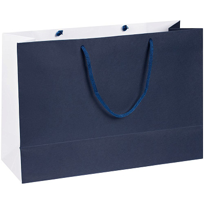 Пакет бумажный Bicolor, белый с синим (Синий)