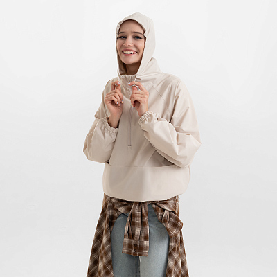 Ветровка (анорак) оверсайз унисекс Риссман (Rissman), бежевая