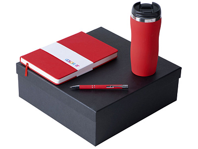 Подарочный набор Color it с блокнотом, металлической ручкой и термокружкой (Красный)