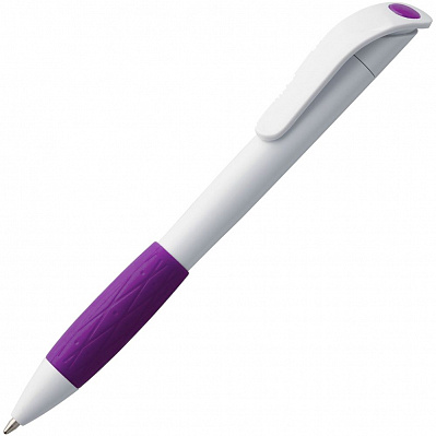 Ручка шариковая Grip, белая с фиолетовым (Фиолетовый)
