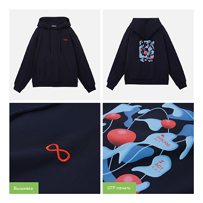 Худи релакс унисекс Адвенче (Adventure), темно-синий, размер XS/S