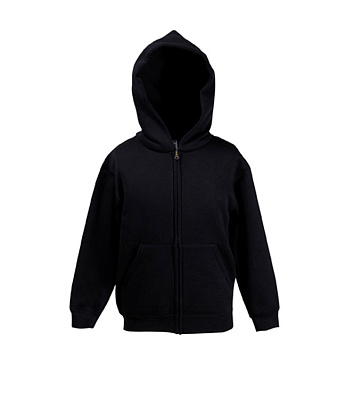 Толстовка детская на молнии с капюшоном Fruit of the Loom Kids Hooded Sweat Jacket (Черный)