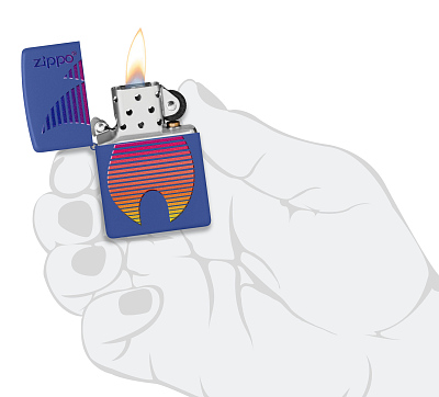 Зажигалка ZIPPO Classic с покрытием Royal Blue Matte, латунь/сталь, синяя, матовая, 38x13x57 мм