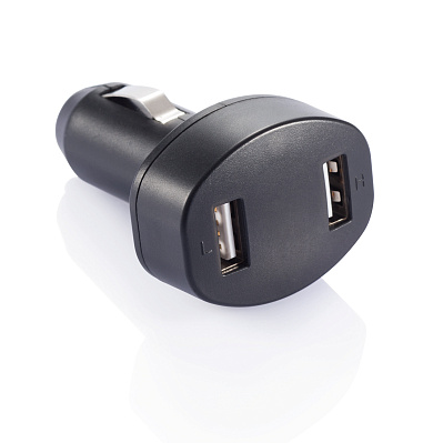 Зарядное устройство для автомобиля с 2 USB-портами (Черный;)
