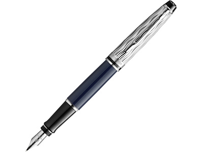 Ручка перьевая Expert Deluxe, F (Синий, серебристый, черный)