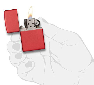 Зажигалка ZIPPO Classic с покрытием Red Matte, латунь/сталь, красная, матовая, 38x13x57 мм