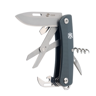 Нож перочинный Stinger, 103 мм, 10 функций, материал рукояти АБС-пластик (серый)