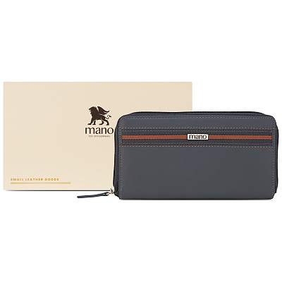 Кошелек Mano "Don Leonardo", с RFID защитой, натуральная кожа в сером цвете, 19 х 2 х 10,5 см