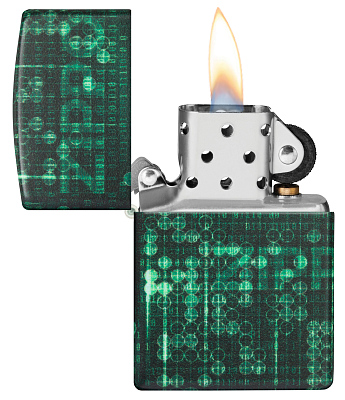Зажигалка ZIPPO Pattern с покрытием Glow In The Dark Green, латунь/сталь, черно-зеленая, 38x13x57 мм