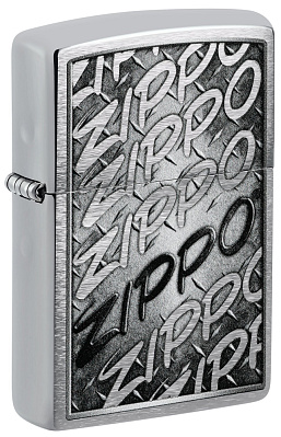 Зажигалка ZIPPO с покрытием Brushed Chrome, латунь/сталь, серебристая, 38x13x57 мм (Серебристый)