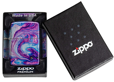 Зажигалка ZIPPO Universe Astro с покрытием 540 Tumbled Chrome, латунь/сталь, сиреневая, 38x13x57 мм