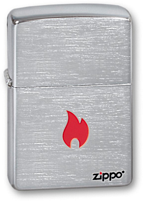 Зажигалка ZIPPO Flame, с покрытием Brushed Chrome, латунь/сталь, серебристая, матовая, 38x13x57 мм (Серебристый)