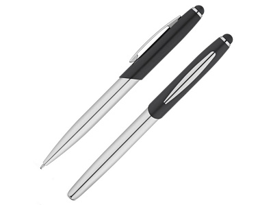 Набор DOUBLETTE: ручка шариковая, ручка роллер (Черный/серебристый)