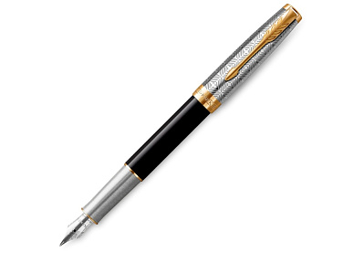 Перьевая ручка Parker Sonnet, F (Черный, серебристый, золотистый)