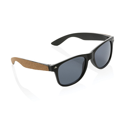 Солнцезащитные очки Cork из переработанного пластика, UV 400 (Черный;)