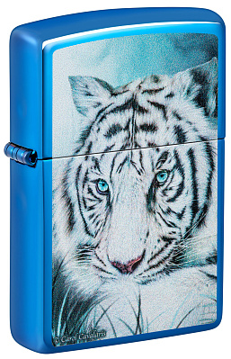 Зажигалка ZIPPO White Tiger с покрытием High Polish Blue, латунь/сталь, синяя, 38x13x57 мм (Синий)