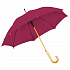 Зонт-трость с деревянной ручкой, полуавтомат; бордовый; D=103 см, L=90см; 100% полиэстер - Фото 1
