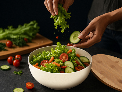 Салатник из натуральных волокон с бамбуковой крышкой Bowl