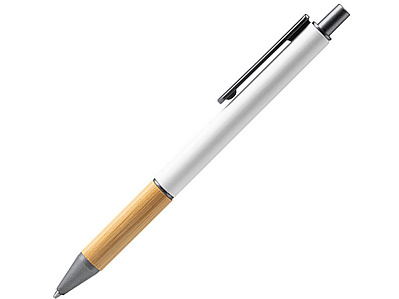 Ручка шариковая металлическая с бамбуковой вставкой PENTA (Белый)