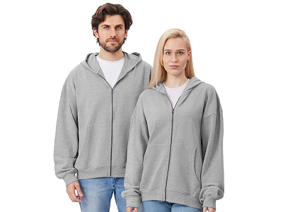 Толстовка оверсайз с капюшоном на молнии Monaco (Серый меланж)