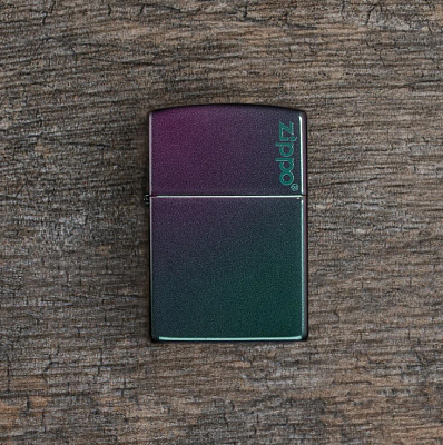 Зажигалка ZIPPO Logo с покрытием Iridescent, латунь/сталь, фиолетовая, матовая, 38x13x57 мм