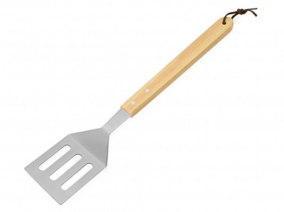 Лопатка для барбекю с деревянной ручкой BBQ (Серебристый/натуральный)