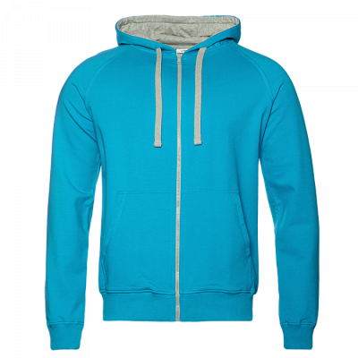Толстовка мужская STAN с капюшоном на молнии футер без начёса 260, 61 (Бирюзовый)