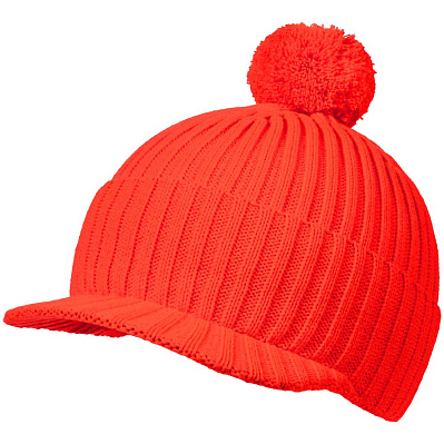 Вязаная шапка с козырьком Peaky, красная (кармин) (Красный)