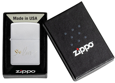 Зажигалка ZIPPO Love Design с покрытием Satin Chrome, латунь/сталь, серебристая, 38x13x57 мм