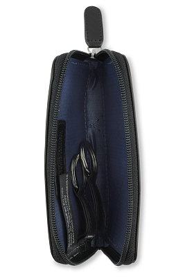 Ключница BUGATTI Nobile, черная, воловья кожа/полиэстер, 11,5х1,5х7 см