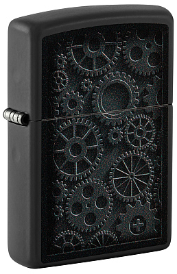 Зажигалка ZIPPO Steampunk с покрытием Black Matte, латунь/сталь, черная, матовая, 38x13x57 мм
