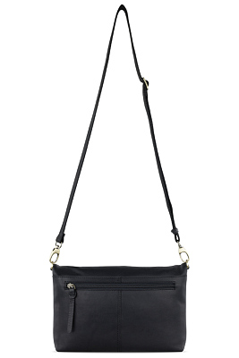 Сумка женская KLONDIKE RUSH «Jessica», натуральная кожа в черном цвете, 30 х 20/33 х 4,5 см