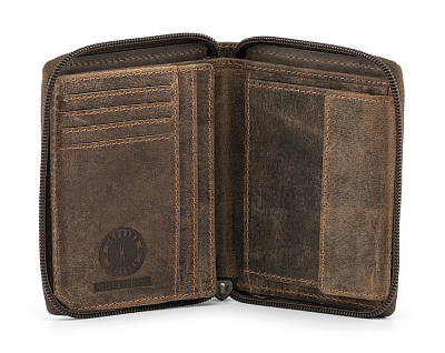 Бумажник KLONDIKE NUGGET «Riley», натуральная кожа в темно-коричневом цвете, 12 х 10,5 х 2,5 см