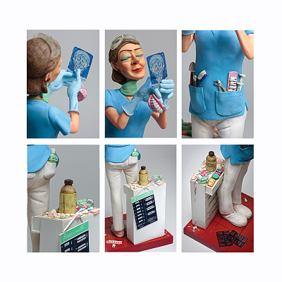 Скульптура "Леди Дантист", белый с голубым