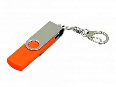 USB 2.0- флешка на 64 Гб с поворотным механизмом и дополнительным разъемом Micro USB (Оранжевый/серебристый)