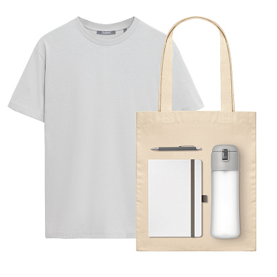 Набор с одеждой Крис (KRIS) (футболка, бутылка, ежедневник, ручка, шоппер), белый, L (Чёрный)