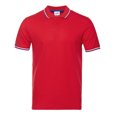 Рубашка поло мужская триколор STAN хлопок/полиэстер 185, 04RUS (Красный)