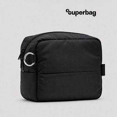 Несессер Superbag Bubble, стёганый, на молнии, с креплением на кольцо-карабин (черный) (Чёрный)