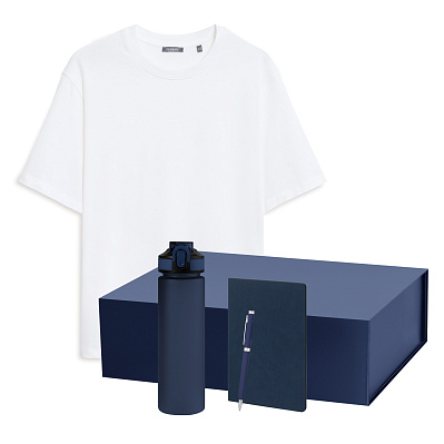 Набор с одеждой RUST NEO (футболка, бутылка, ежедневник, ручка), белый/синий, M/L (Белый, синий)