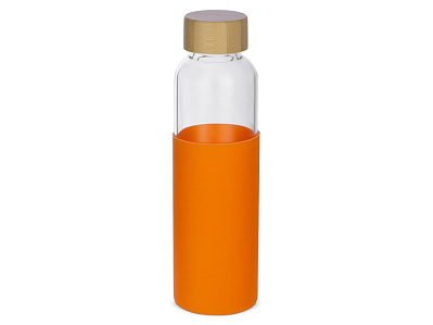 Стеклянная бутылка для воды в силиконовом чехле Refine (Прозрачный, оранжевый, натуральный)
