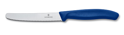Набор из 6 столовых ножей VICTORINOX SwissClassic, 11 см, волнистая кромка, синяя рукоять