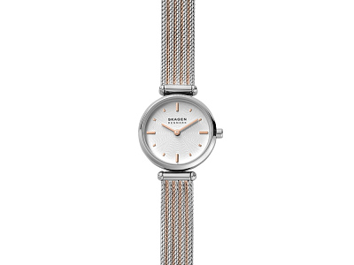 Часы наручные, женские (Корпус- стальной, циферблат- белый, крепление- стальной/желтое золото)