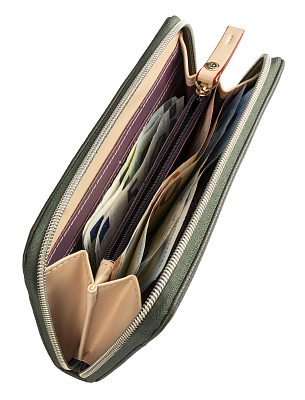 Кошелёк женский BUGATTI Ella, оливковый, полиуретан, 19х2х10 см